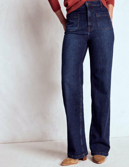 Boden Women Straight Leg Pocket Jeans-Dark Vintage