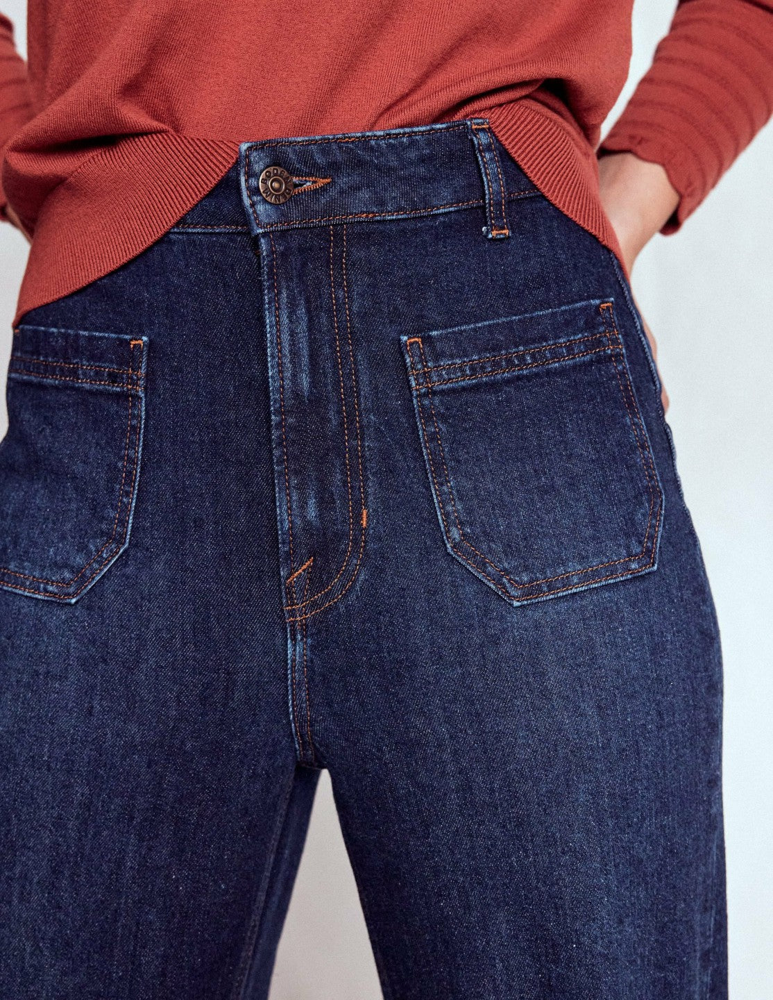 Boden Women Straight Leg Pocket Jeans-Dark Vintage