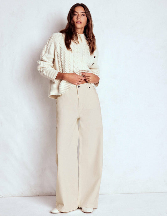 Boden Women Relaxed Wide Leg Jeans-Ecru