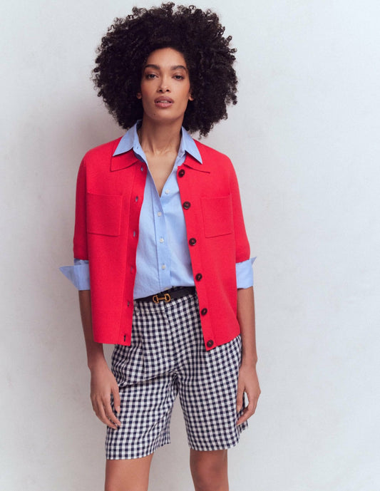 Boden Women Short Sleeve Knit Shirt-Bright Cherry