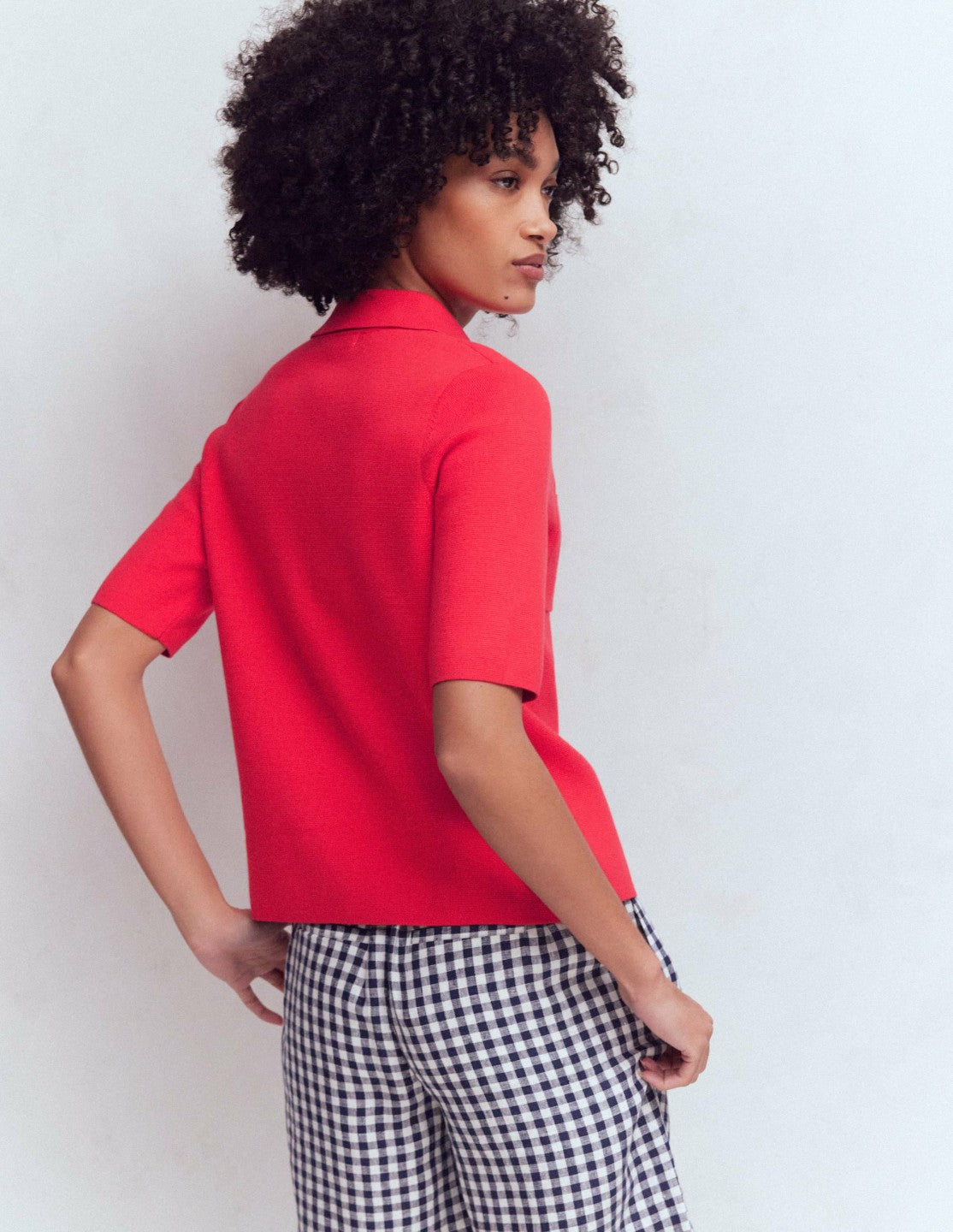 Boden Women Short Sleeve Knit Shirt-Bright Cherry