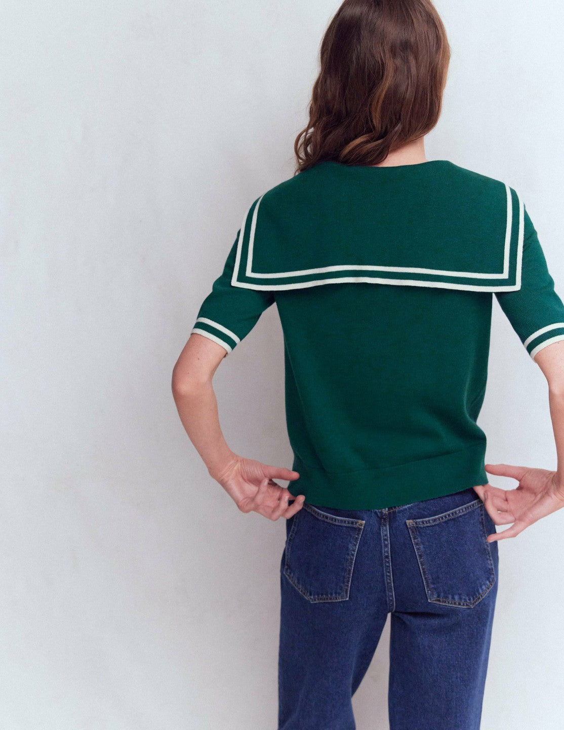 Boden Women Sailor Collar sweater-Green