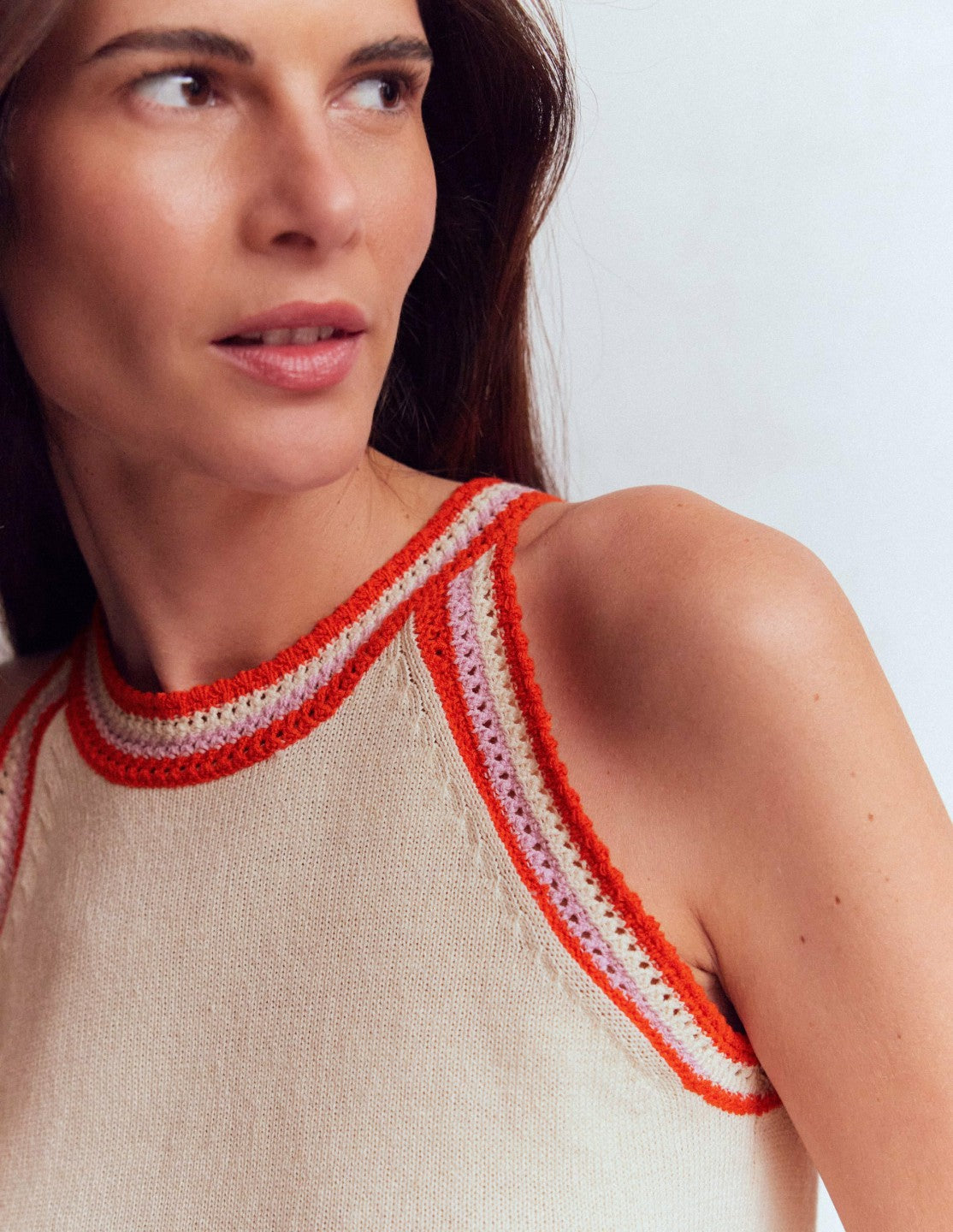 Boden Women Saffron Crochet Racer Tank-Ivory