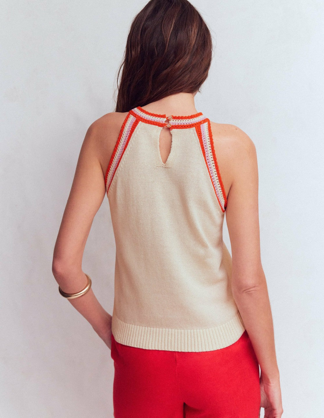 Boden Women Saffron Crochet Racer Tank-Ivory