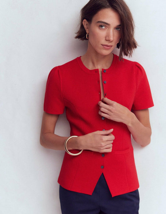 Boden Women Short Sleeve Knitted Jacket-Red