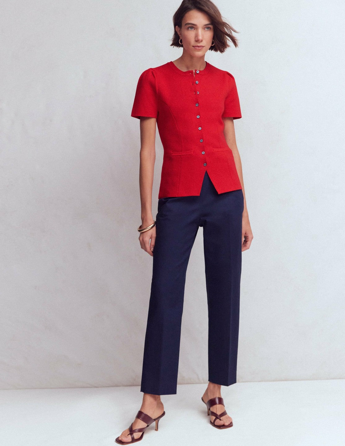 Boden Women Short Sleeve Knitted Jacket-Red