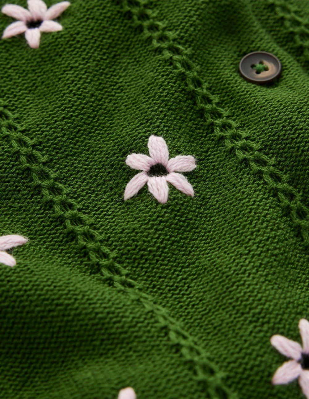 Boden Women Valeria Crochet Trim Cardigan-Promenade Green , Embroidery