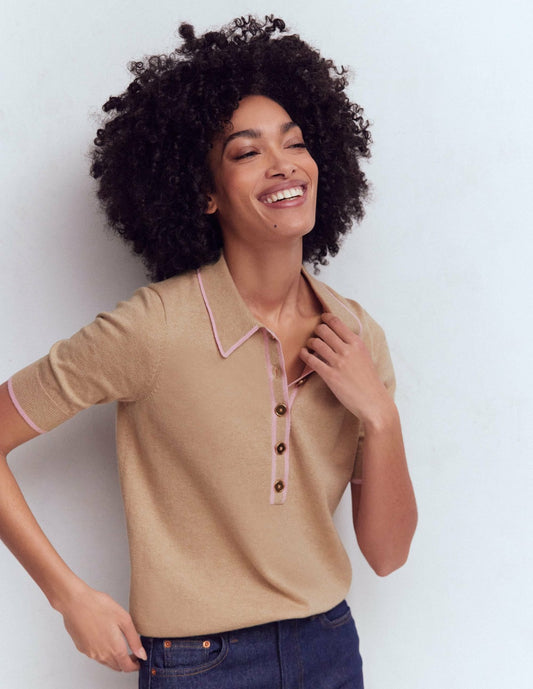 Boden Women Liz Henley T-Shirt-Chinchilla Melange