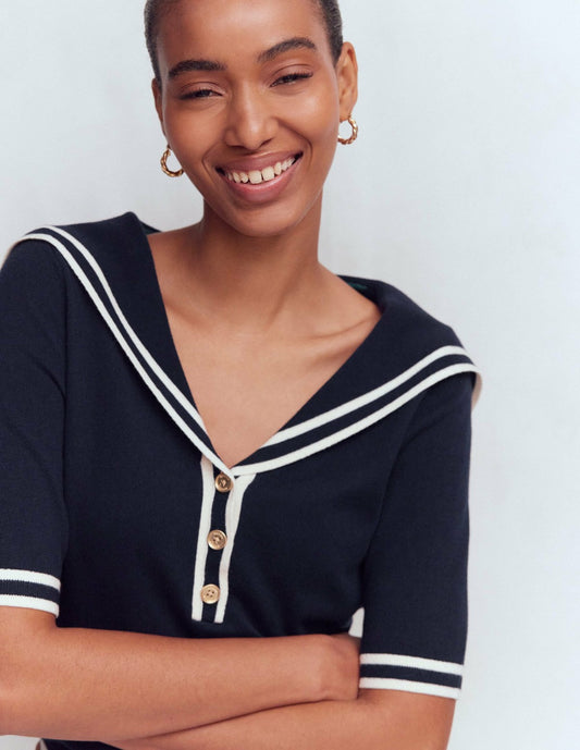 Boden Women Sailor Collar sweater-Navy
