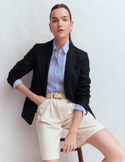 Boden Women Stamford Linen Blazer-Navy