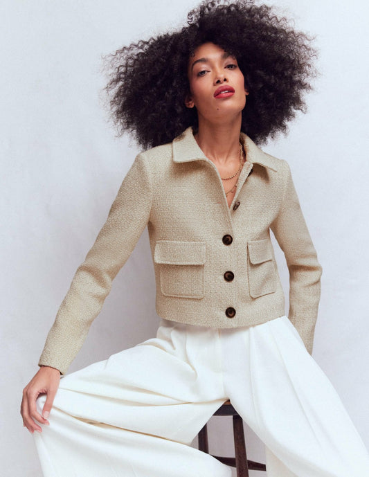 Boden Women Lisburn Patch Pocket Jacket-Neutral