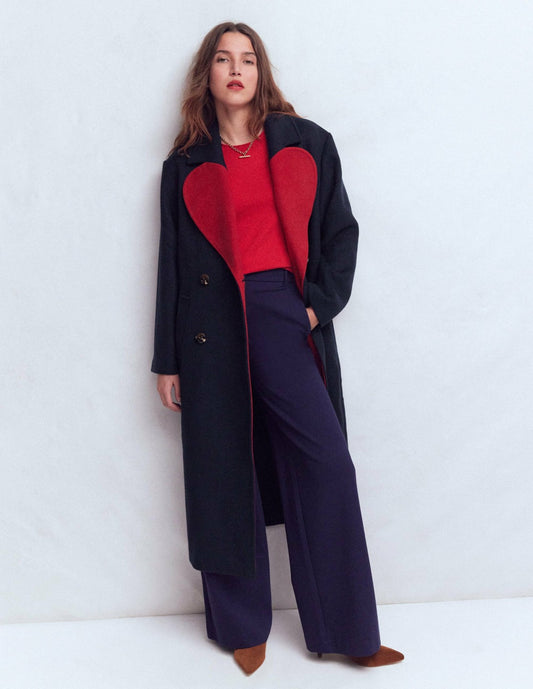 Boden Women Cocoon Wool Coat-Navy Heart