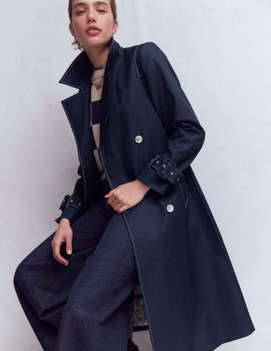 Boden Women Double Breasted Trench-Navy