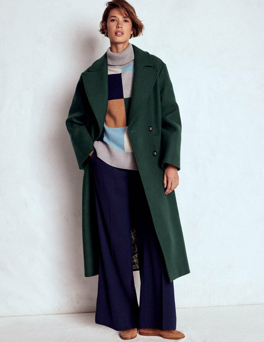 Boden Women Cocoon Wool Coat-Emerald Night