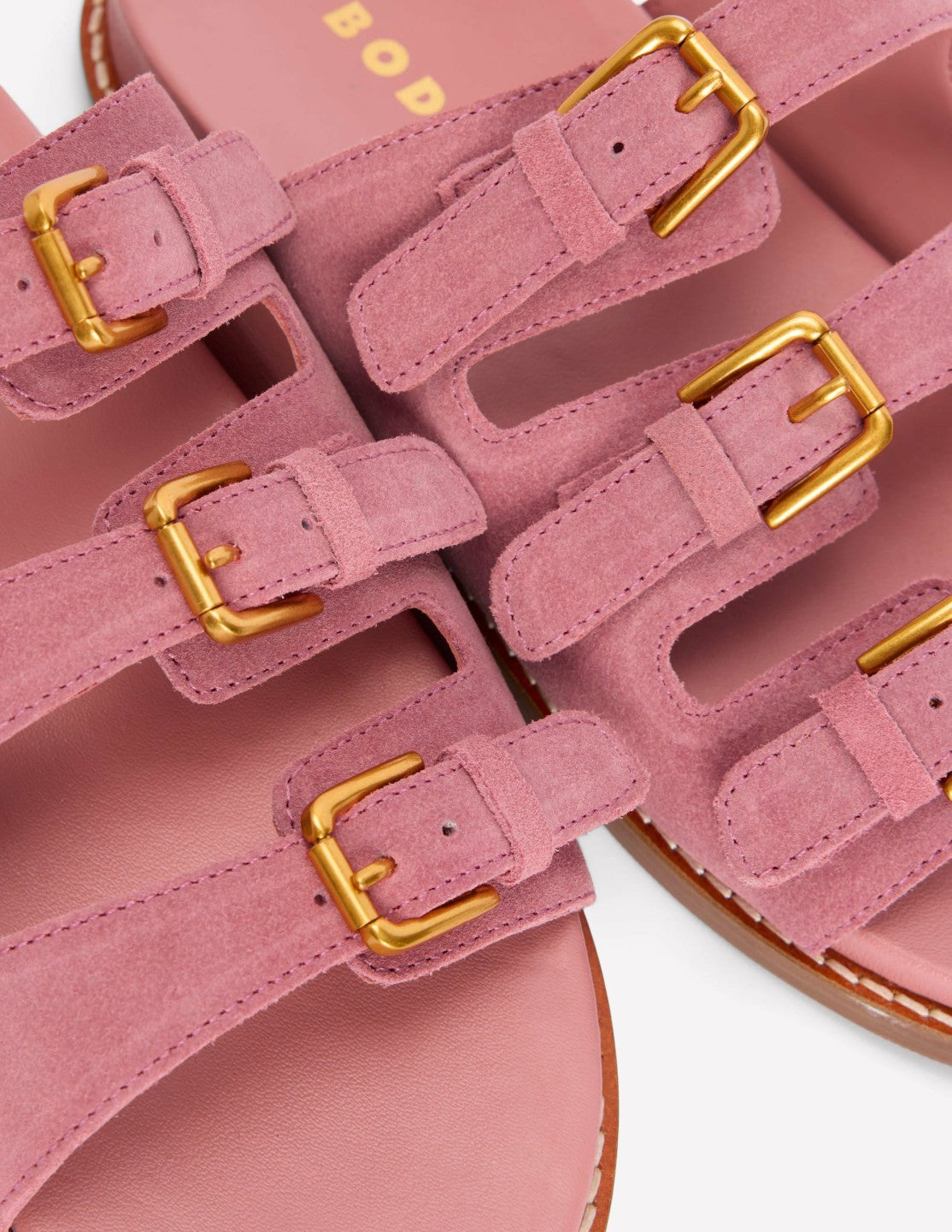 Boden Women Triple Strap Footbed Sandal-Dusty Pink