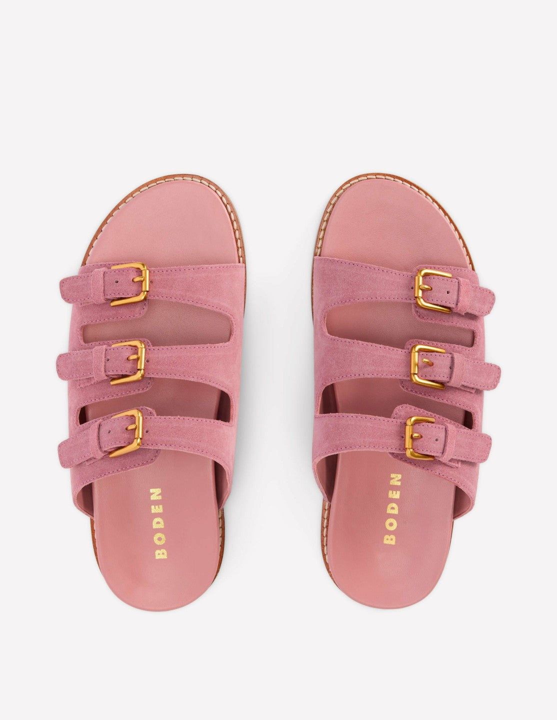 Boden Women Triple Strap Footbed Sandal-Dusty Pink