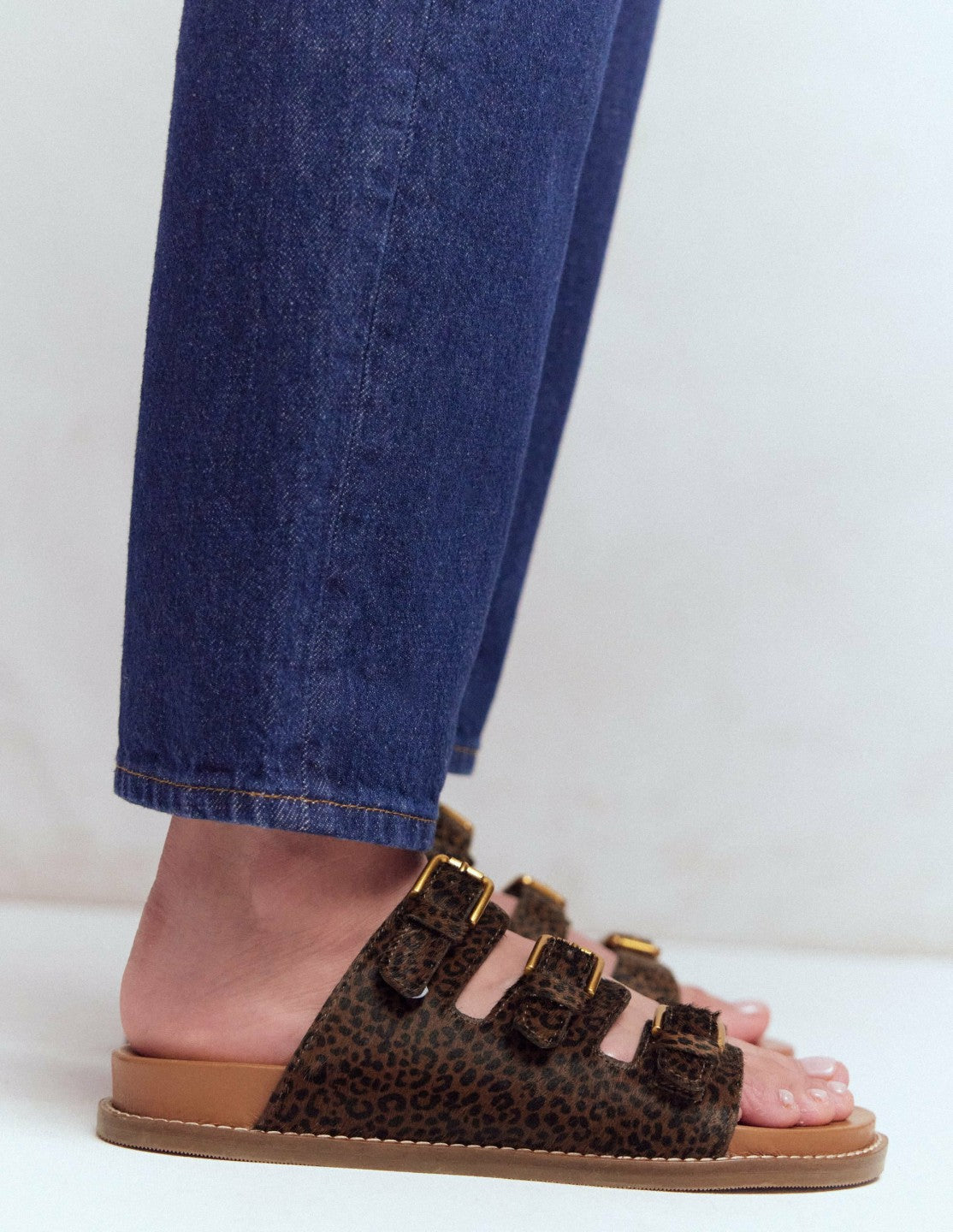 Boden Women Triple Strap Footbed Sandal-Leopard