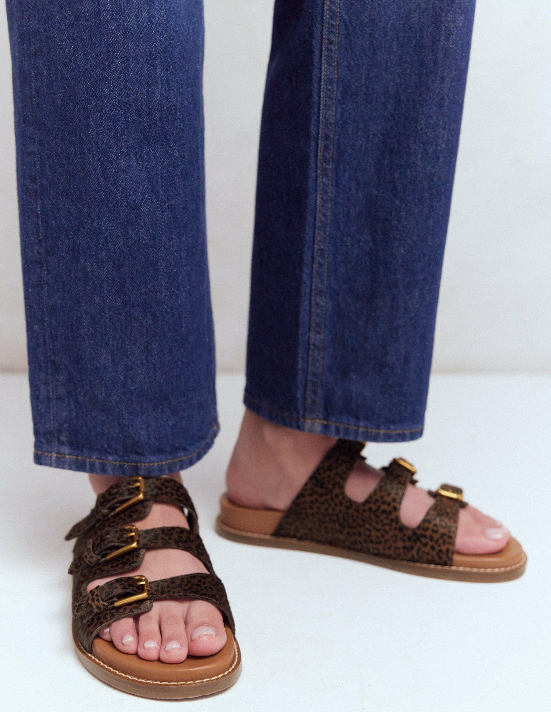 Boden Women Triple Strap Footbed Sandal-Leopard