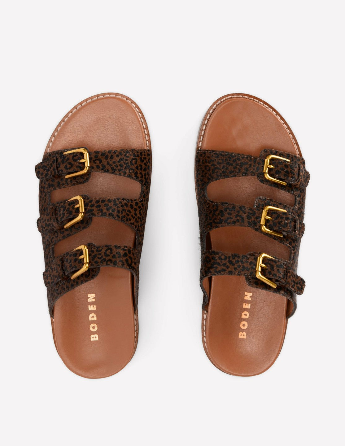 Boden Women Triple Strap Footbed Sandal-Leopard