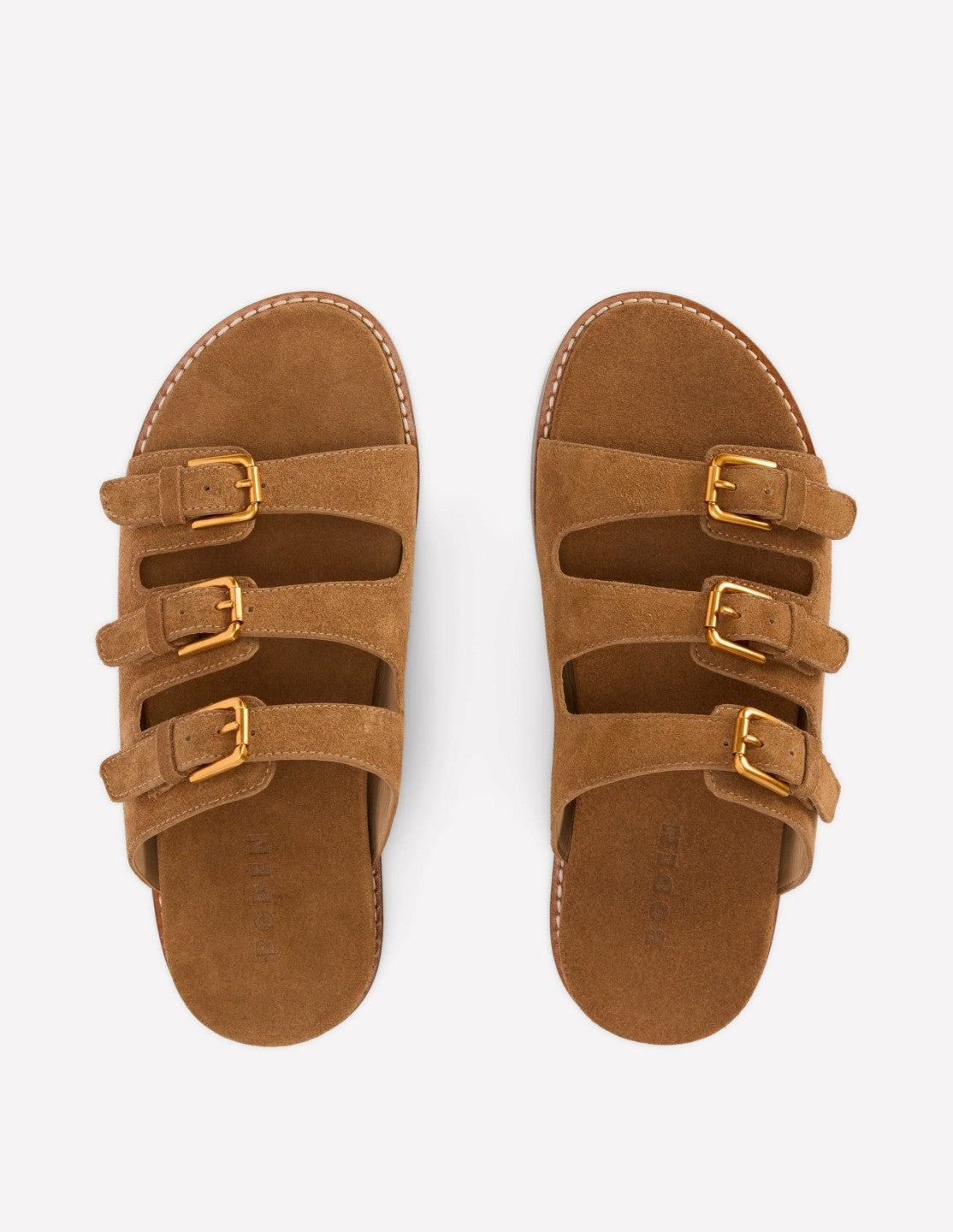 Boden Women Triple Strap Footbed Sandal-Tan