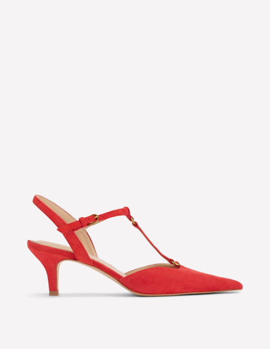Boden Women T-Bar Point Heels-Post Box Red