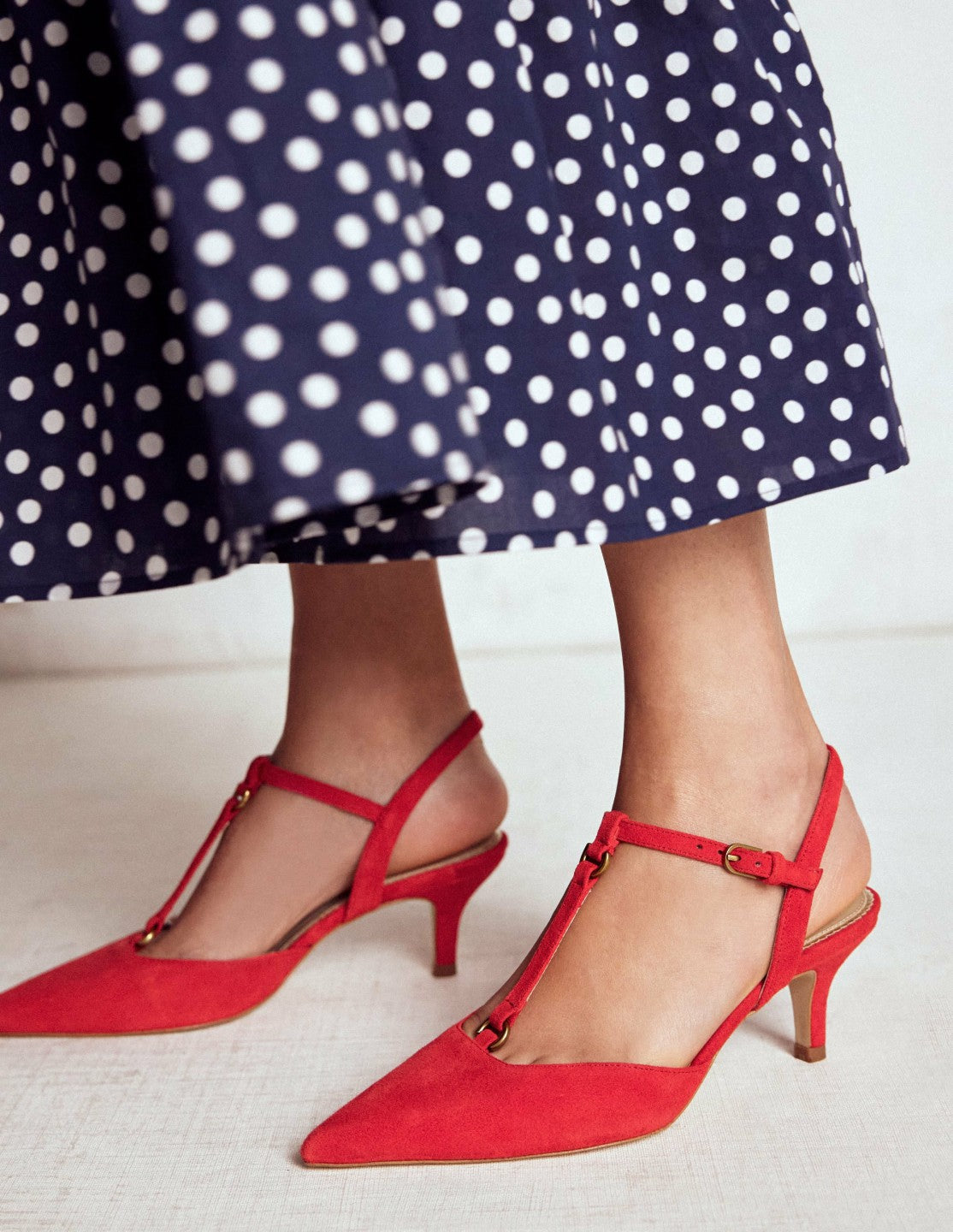 Boden Women T-Bar Point Heels-Post Box Red