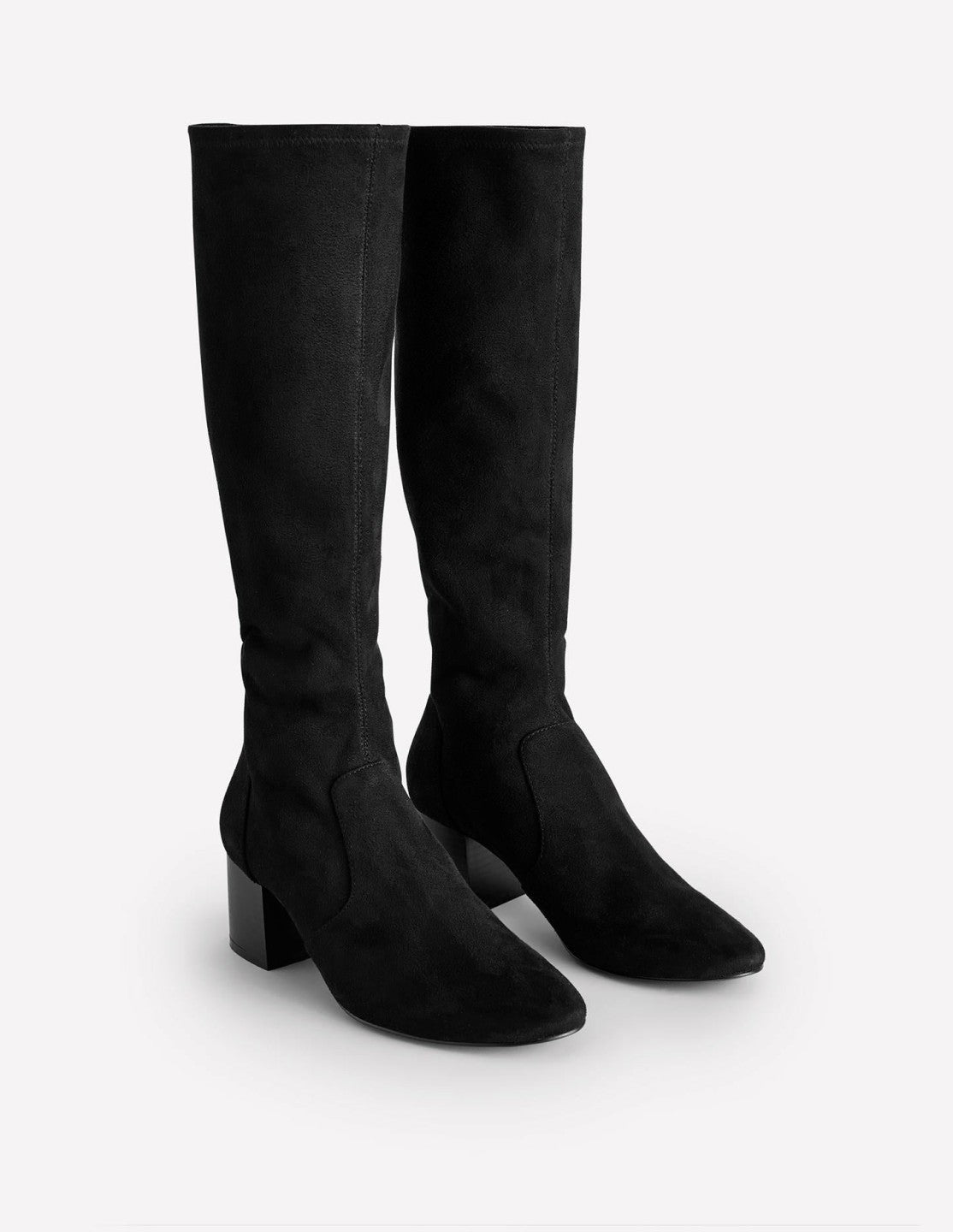 Boden Women Stretch Knee Heel Boots-Black