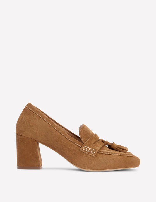 Boden Women Sol Block Heeled Penny Loafers-Tan