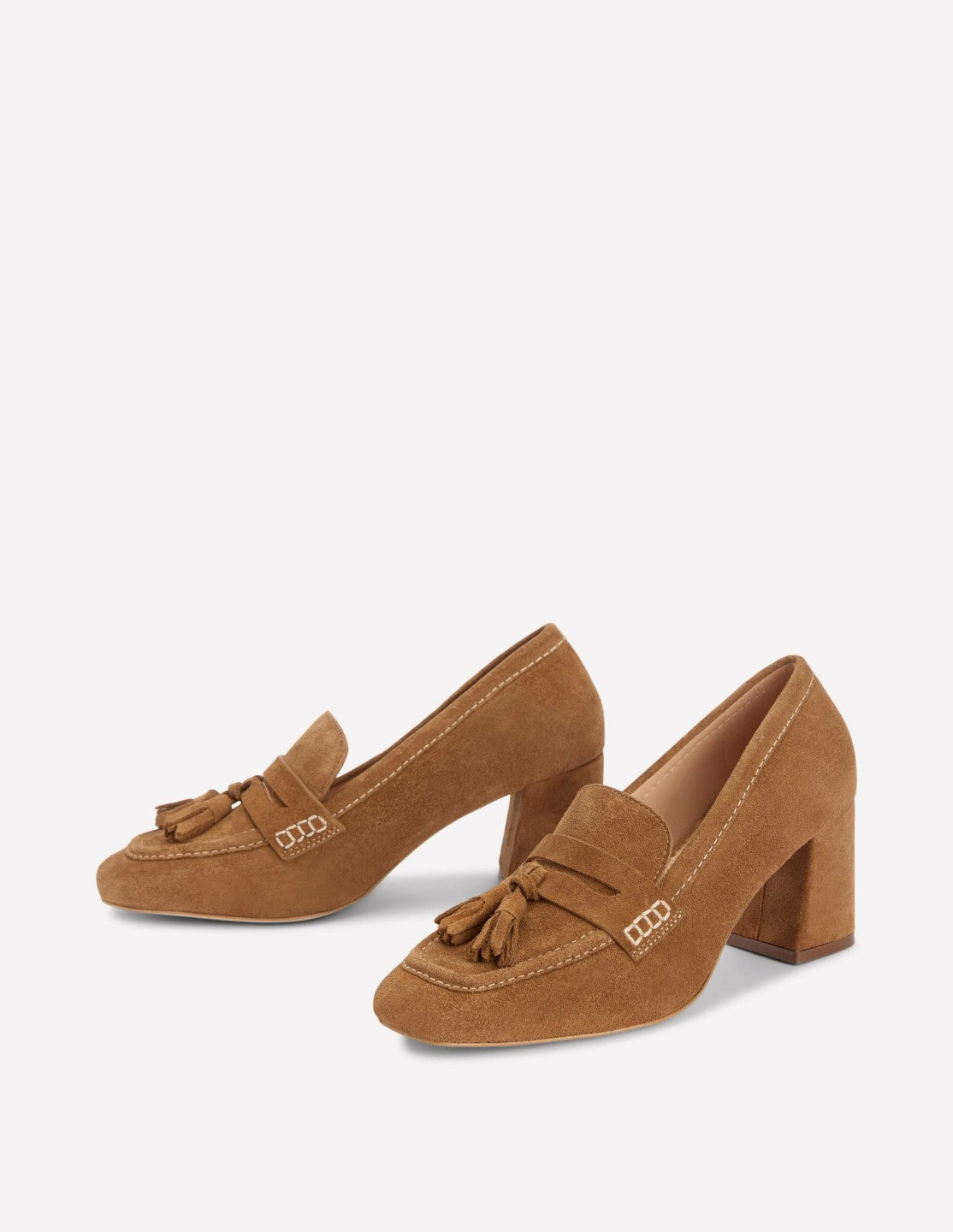 Boden Women Sol Block Heeled Penny Loafers-Tan