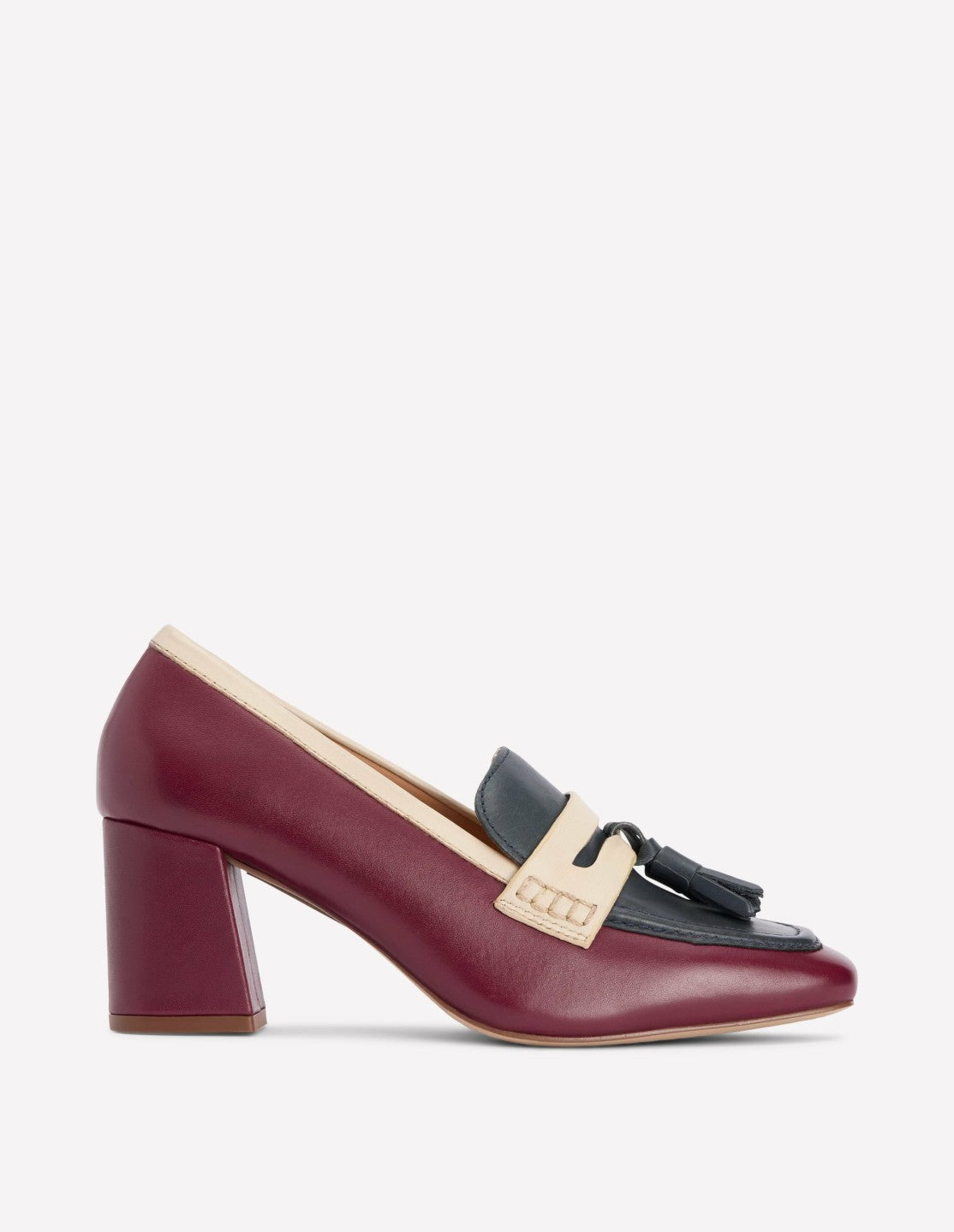Boden Women Sol Block Heeled Penny Loafers-Oxblood