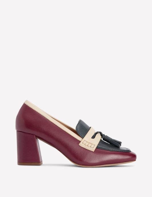 Boden Women Sol Block Heeled Penny Loafers-Oxblood
