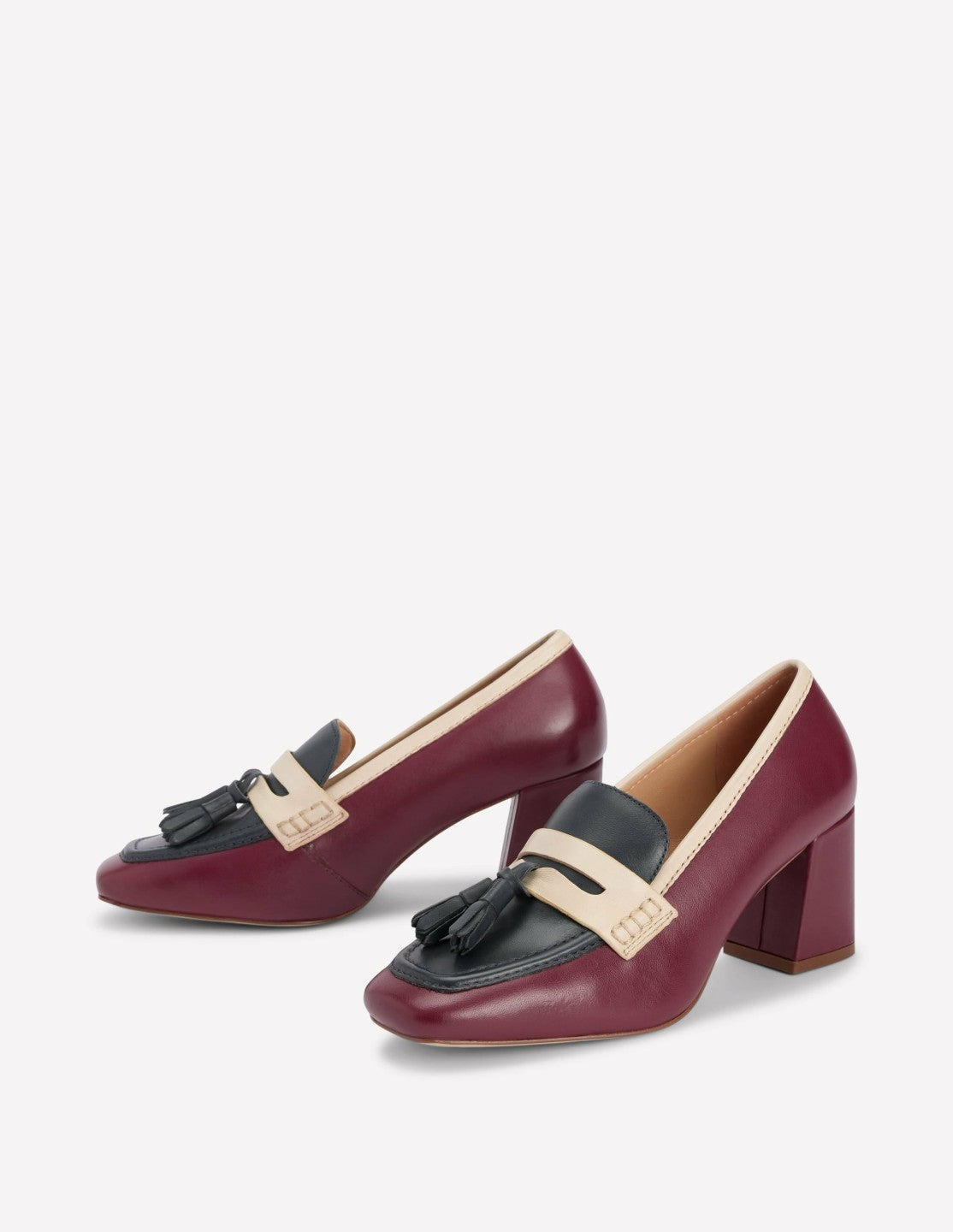 Boden Women Sol Block Heeled Penny Loafers-Oxblood
