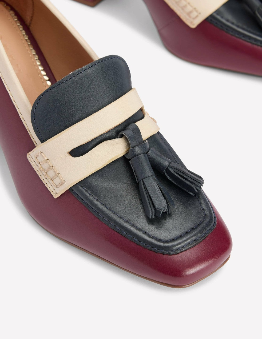 Boden Women Sol Block Heeled Penny Loafers-Oxblood