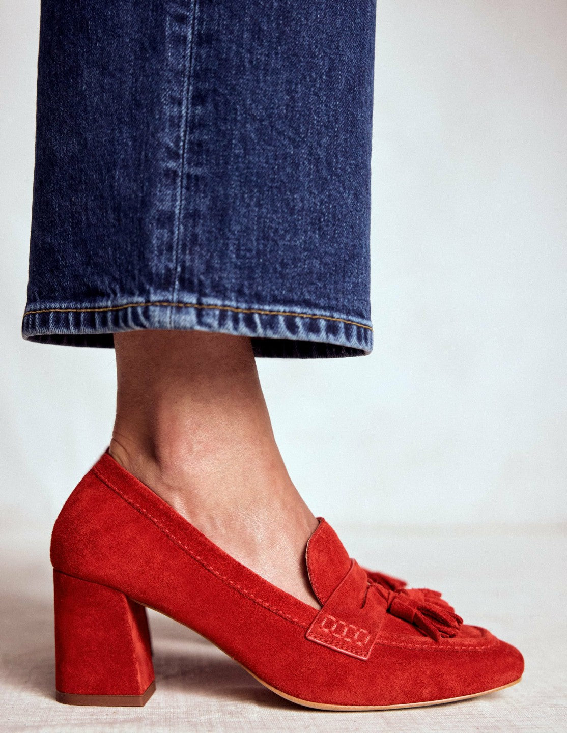 Boden Women Sol Block Heeled Penny Loafers-Red