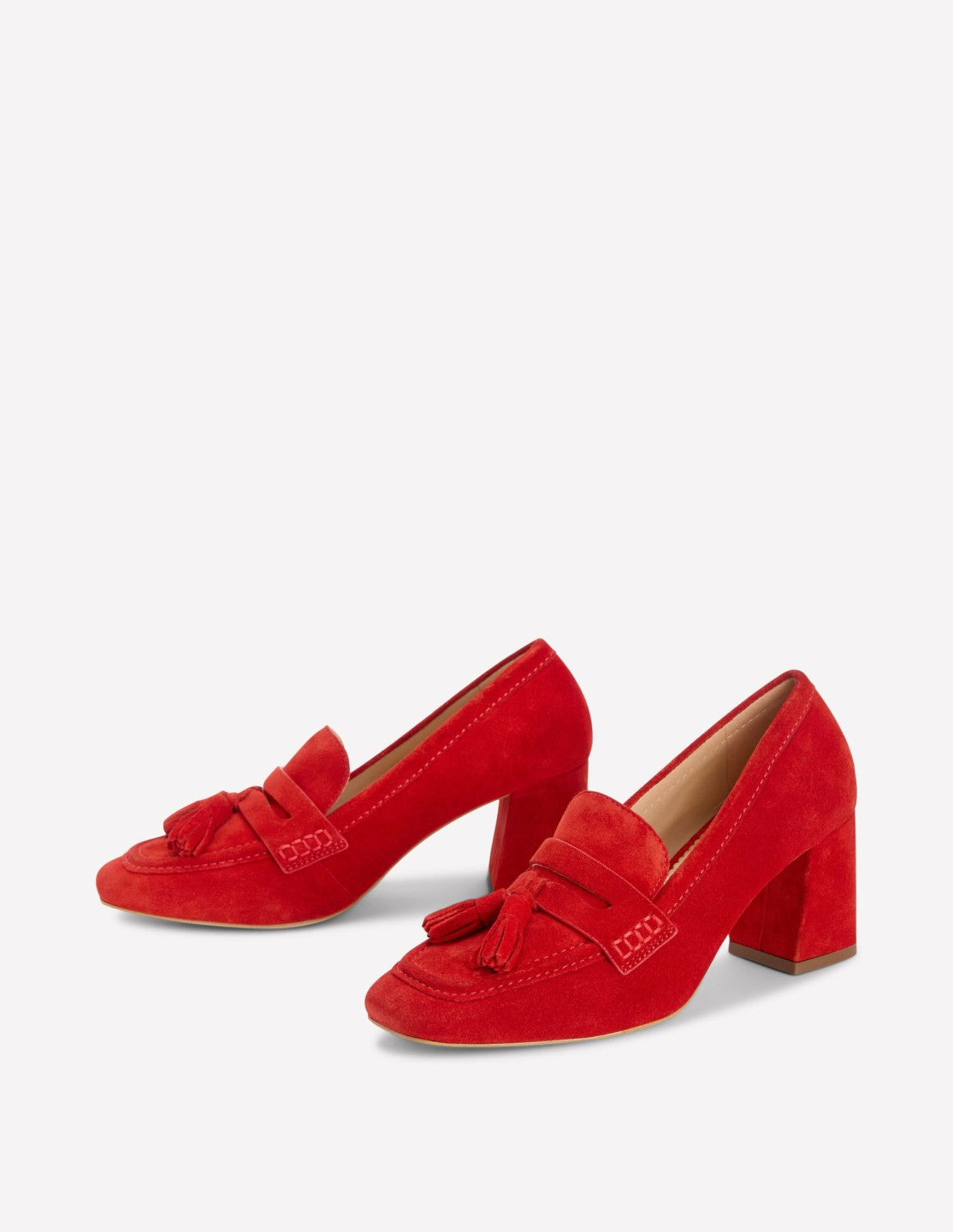 Boden Women Sol Block Heeled Penny Loafers-Red