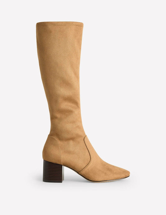 Boden Women Stretch Knee Heel Boots-Acorn