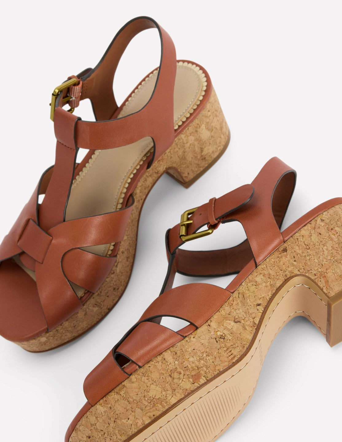 Boden Women T-bar Wedge Sandals-Tan