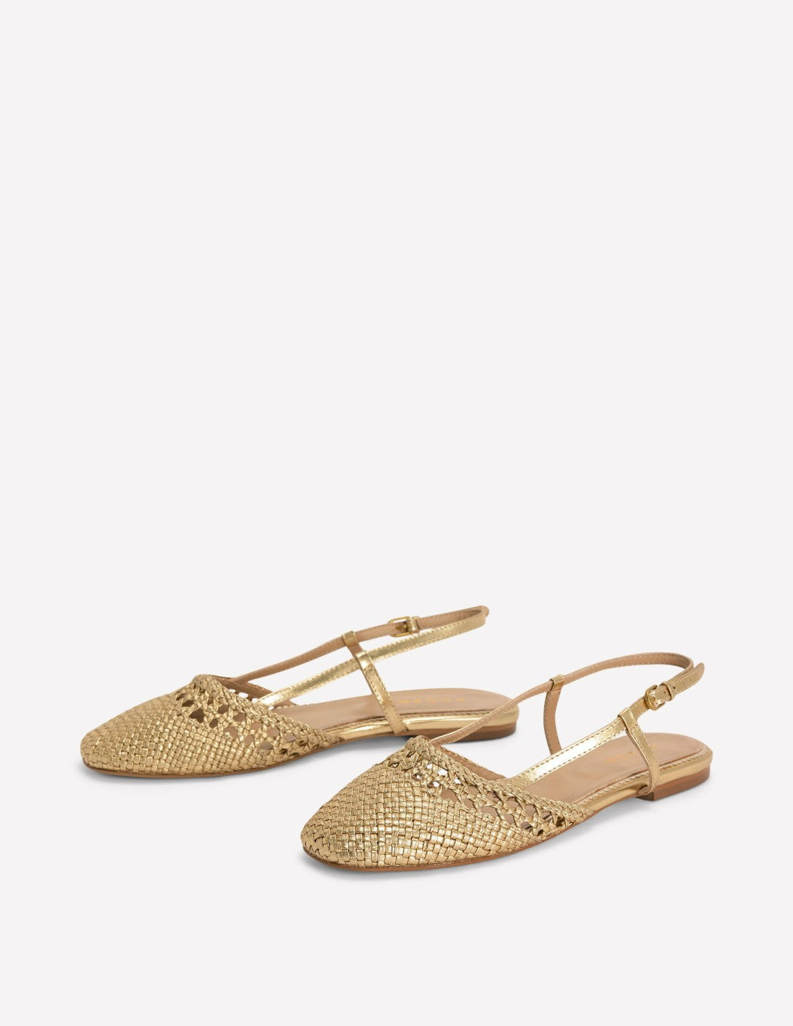 Boden Women Woven Slingback Flats-Gold