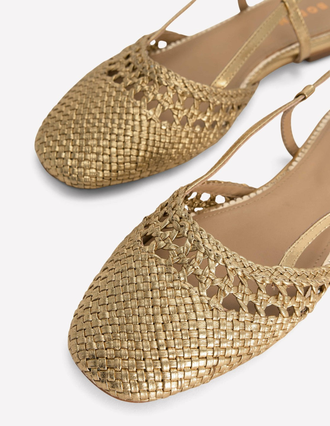 Boden Women Woven Slingback Flats-Gold
