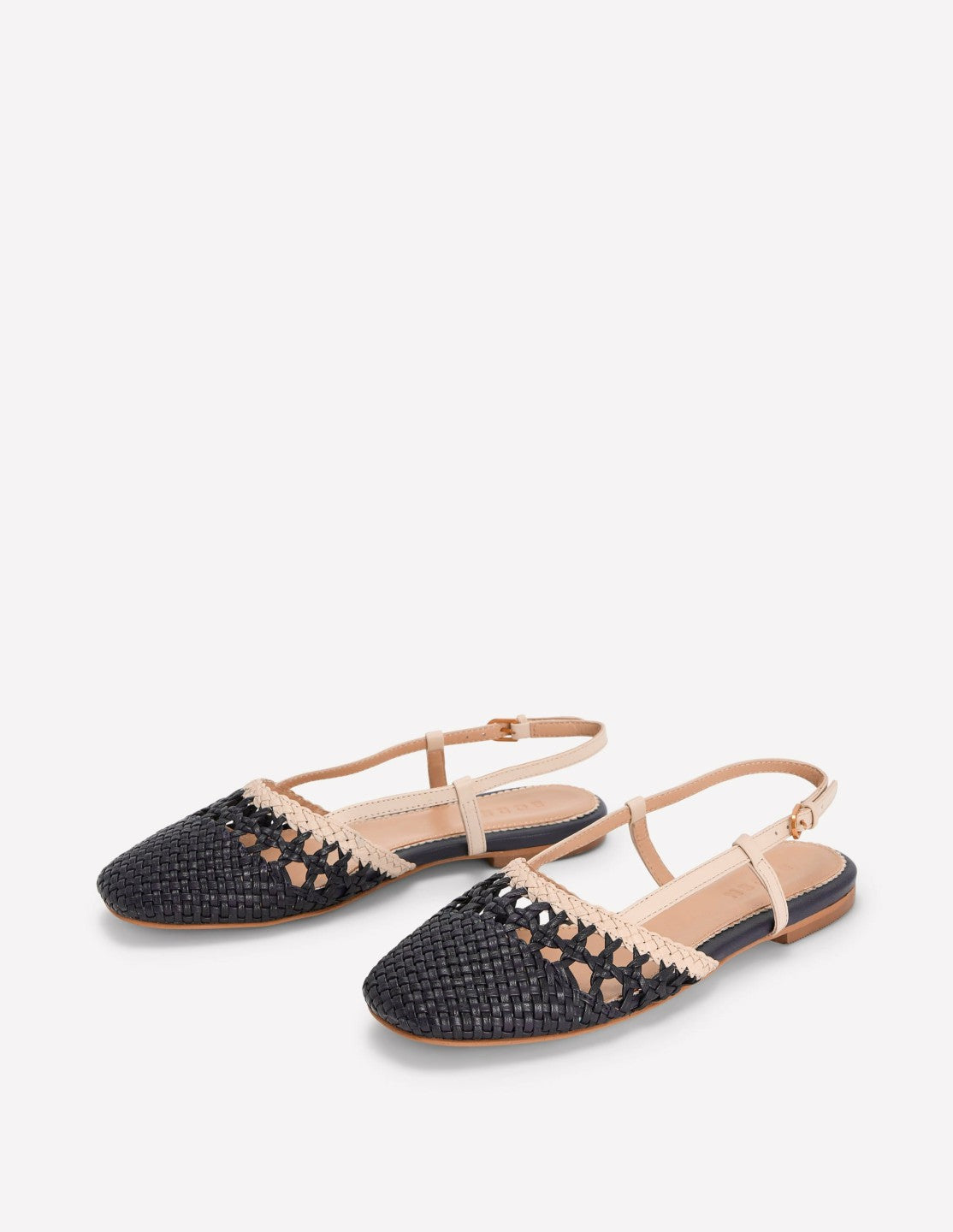 Boden Women Woven Slingback Flats-Navy/Ivory