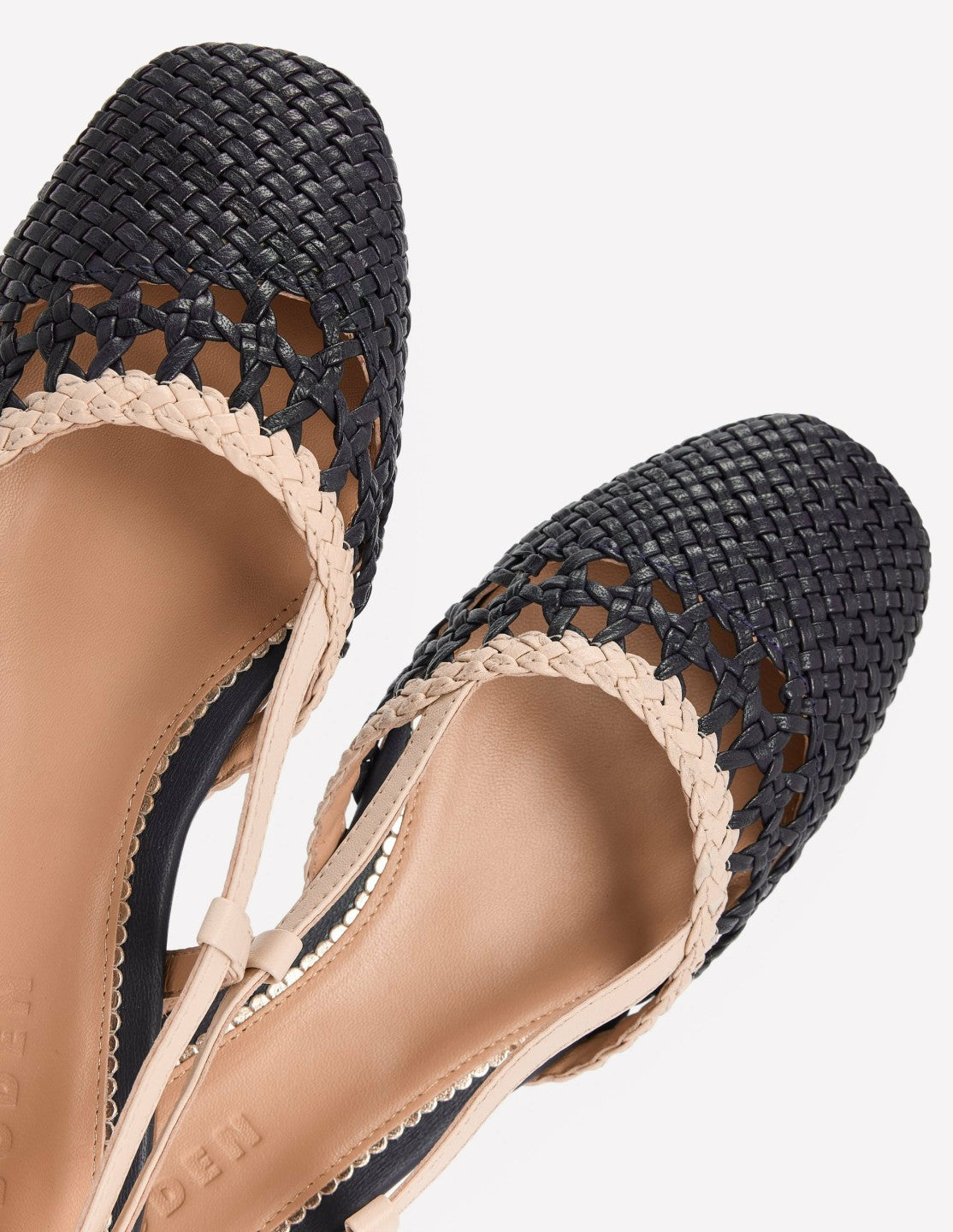 Boden Women Woven Slingback Flats-Navy/Ivory