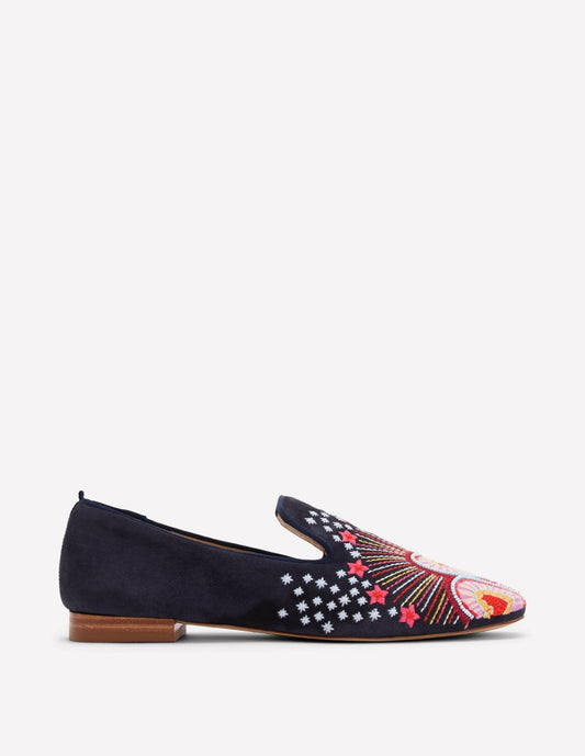 Boden Women Slipper Cut Loafers-Navy