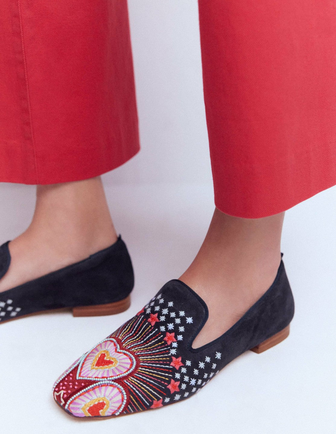 Boden Women Slipper Cut Loafers-Navy