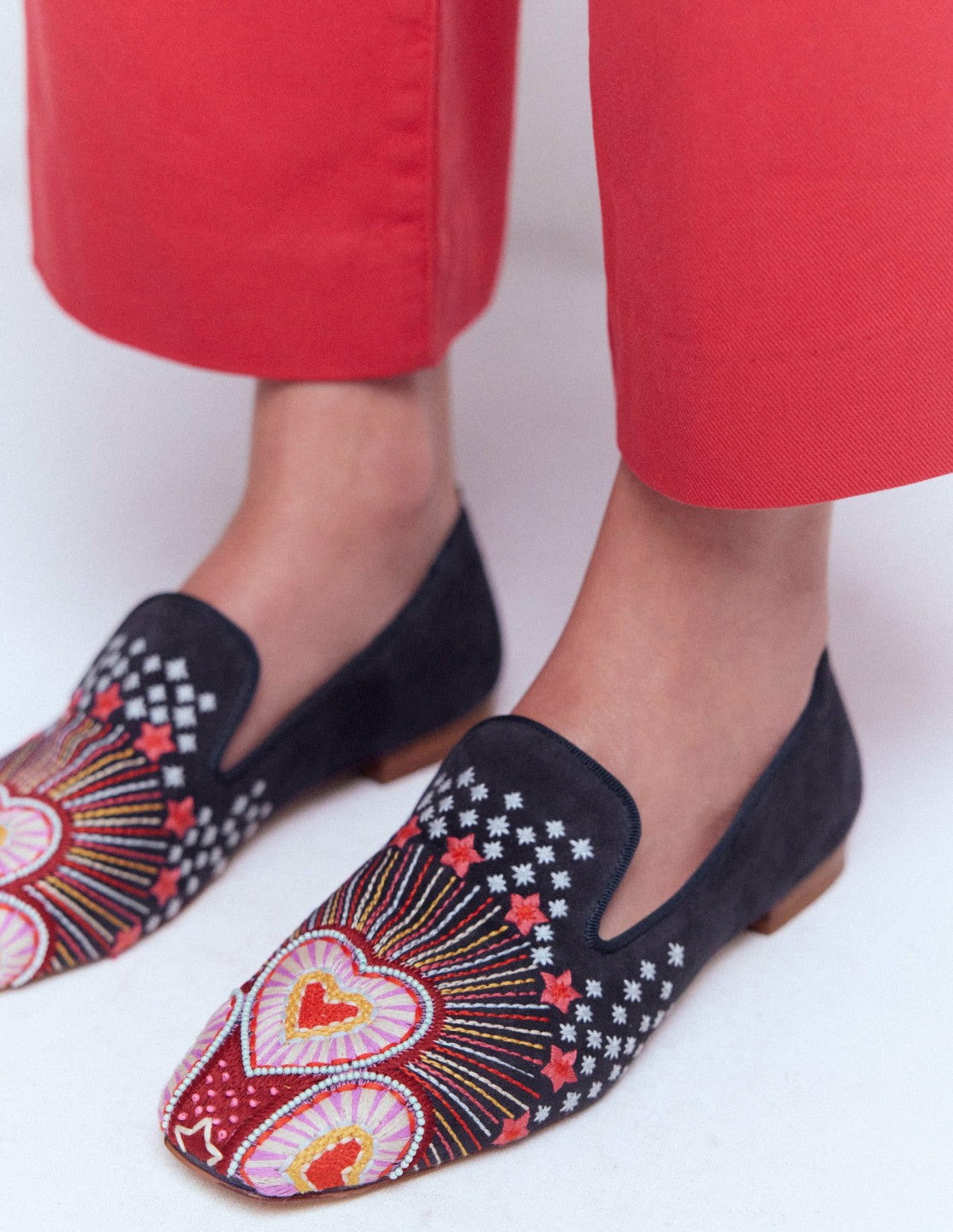 Boden Women Slipper Cut Loafers-Navy