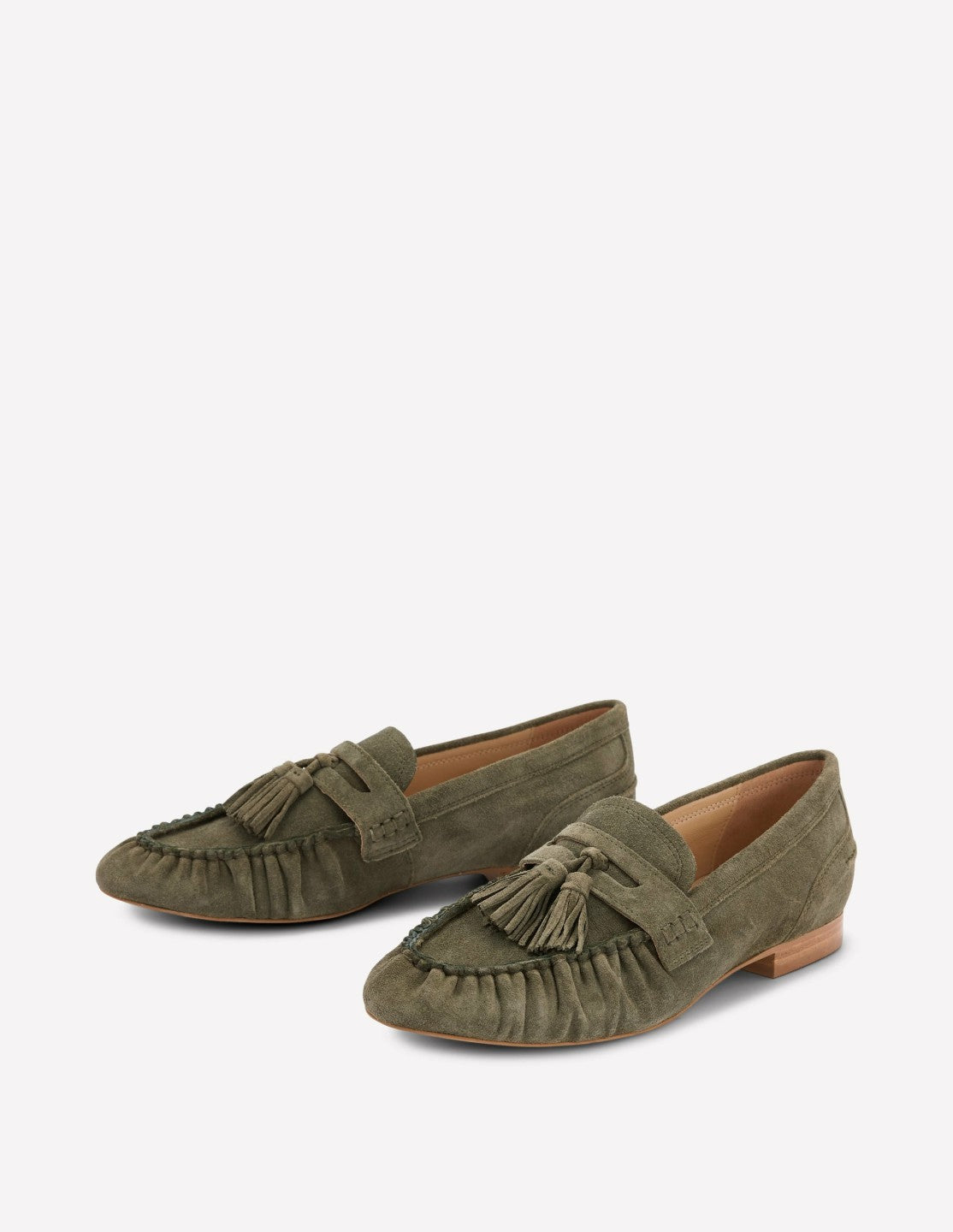 Boden Women Soft Ruched Loafers-Deep Olive