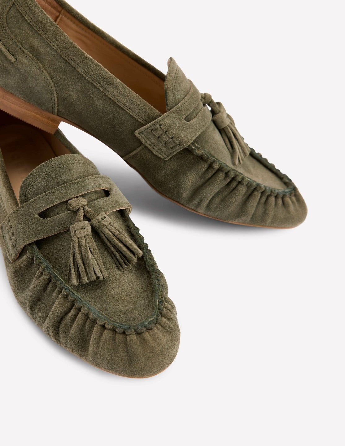 Boden Women Soft Ruched Loafers-Deep Olive