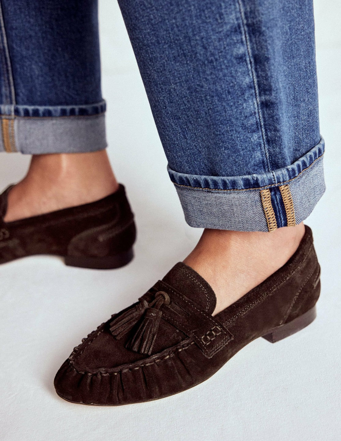 Boden Women Soft Ruched Loafers-Chocolate