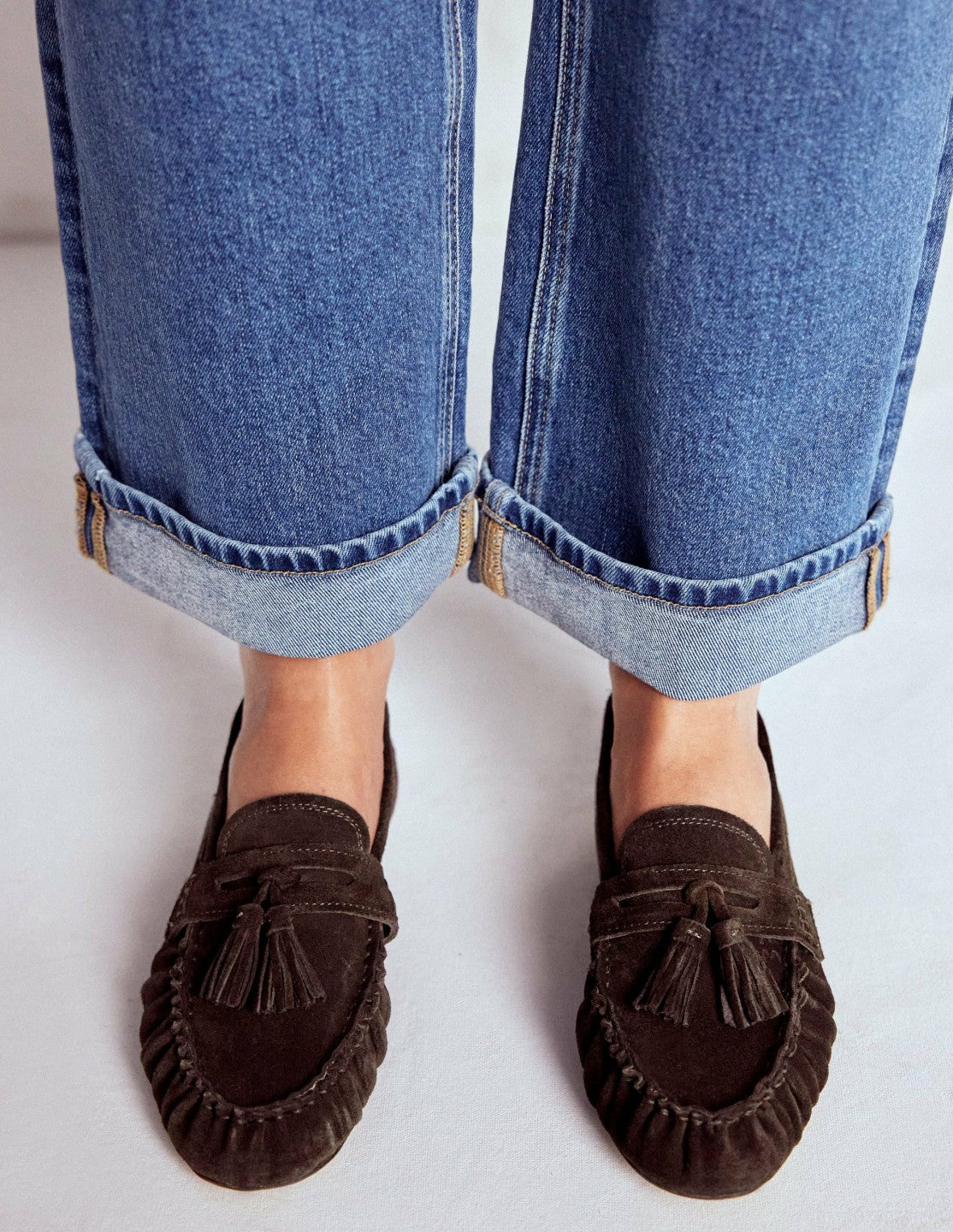 Boden Women Soft Ruched Loafers-Chocolate