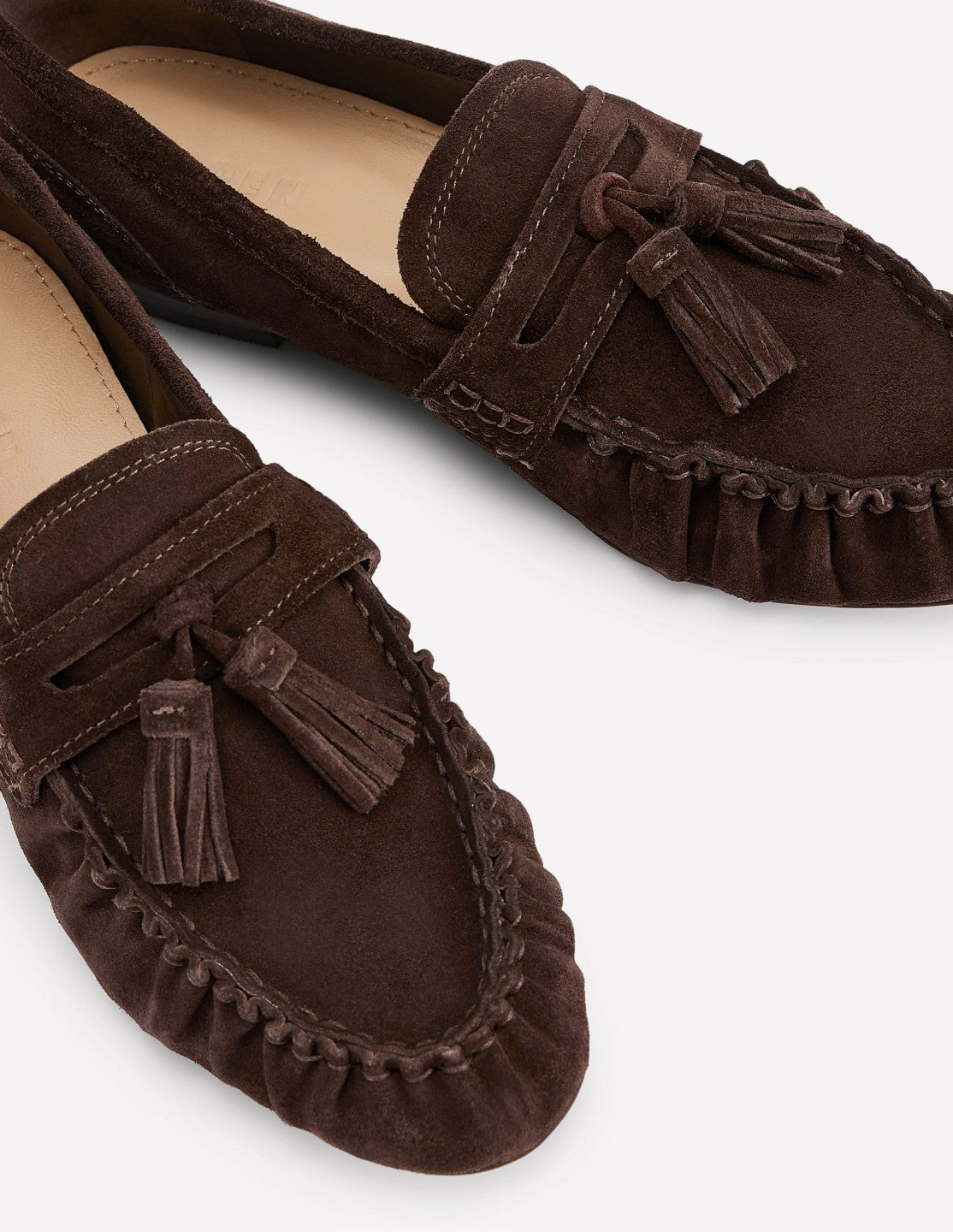 Boden Women Soft Ruched Loafers-Chocolate