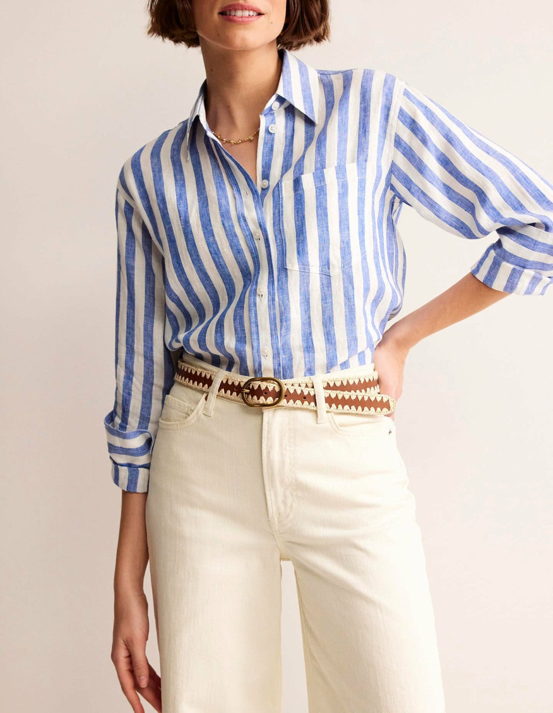 Boden Women Whipstitch Classic Belt-Tan